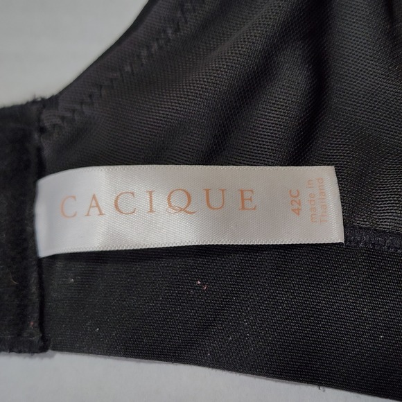 Cacique 42C Black Lightly Lined No Wire Full Coverage Bra Wireless RN118641 - Picture 3 of 8